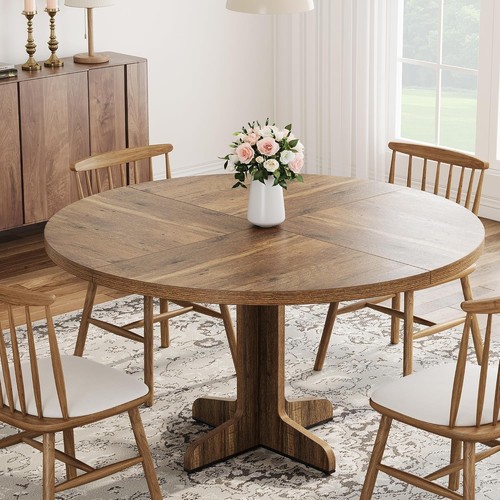 Round wood dining table - round,