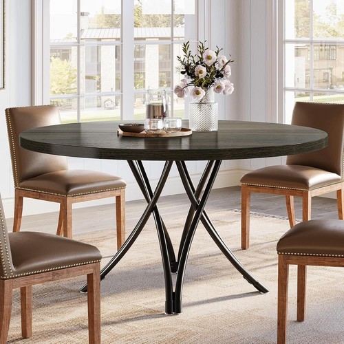 120cm black round dining table - 120cm,