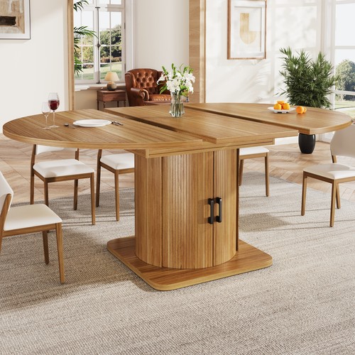 Round extendable dining table - round,