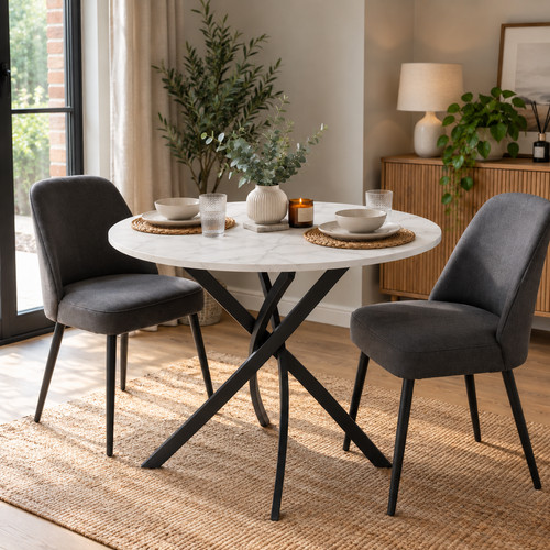 Round dining table - dining, white
