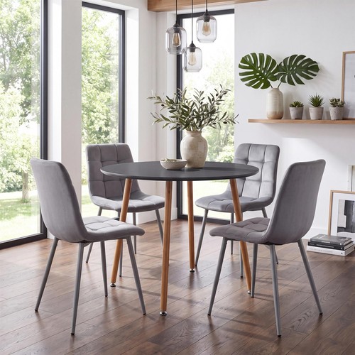 Grey round dining table and - table,