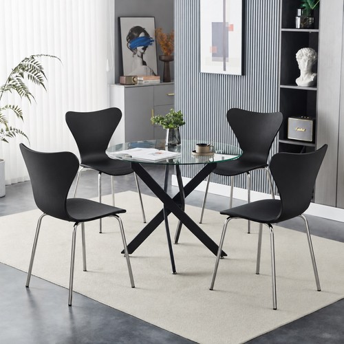 Round glass dining table and - and, 4