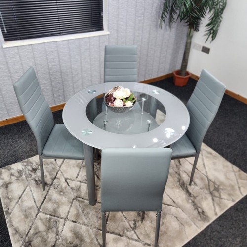 Round grey dining - table, 4