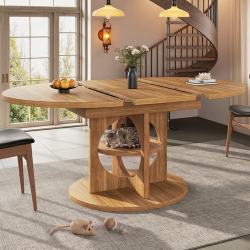 Extendable round dining table - round,