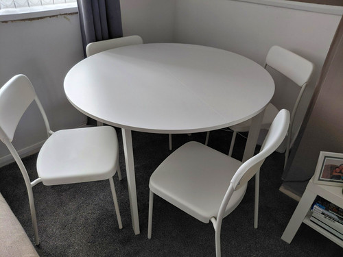 White round wooden ikea dining - white,