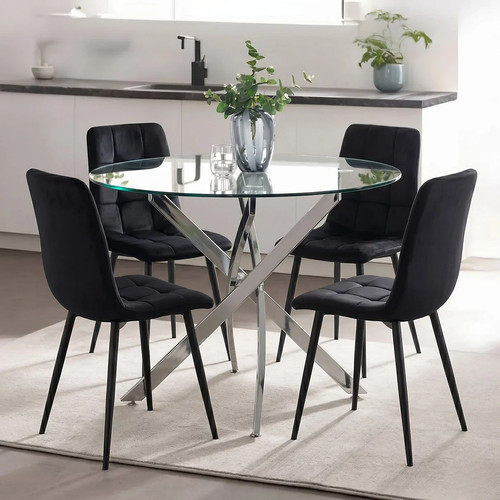 Piece round glass dining - glass,