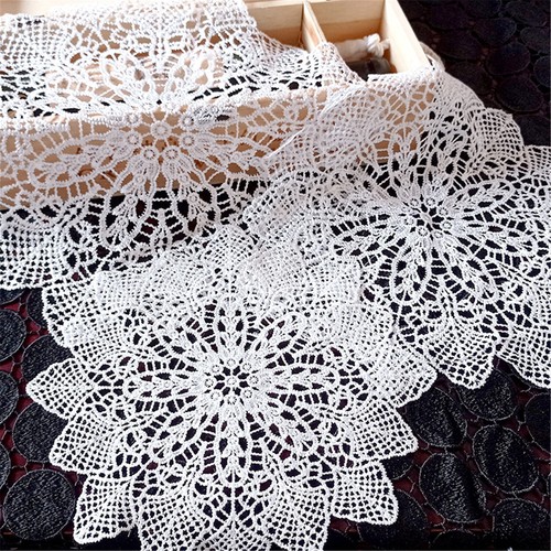 Lace round embroidery - embroidery, table