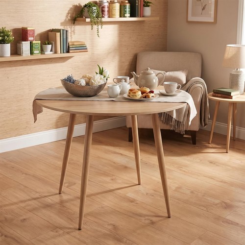 Oak effect round dining table - oak,