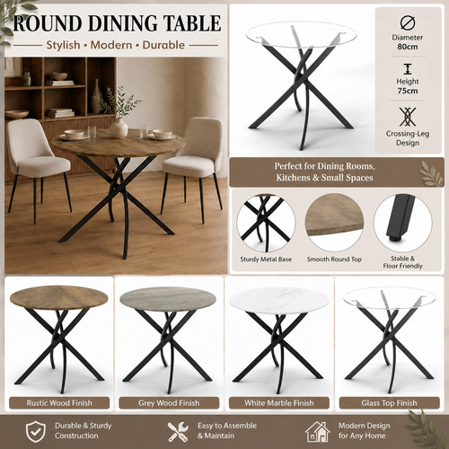Modern 80cm round - dining, table