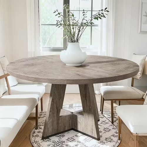 Round dining table - round, brown