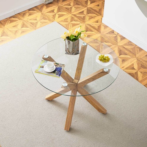 Round tempered glass dining - tempered,
