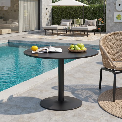 80cm black round dining table - 80cm,